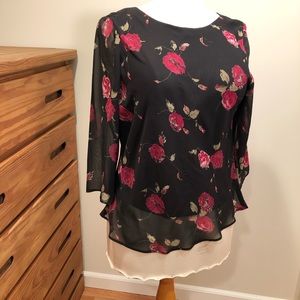 Leslie Fay Petites floral blouse EUC